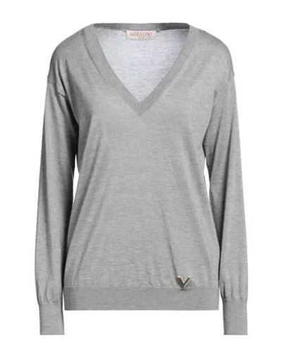Valentino Garavani Woman Sweater Light Grey Size L Cashmere, Silk