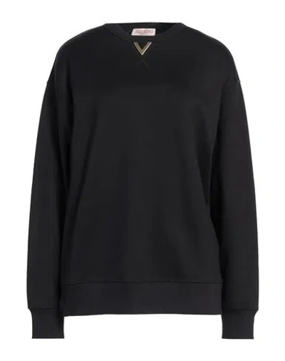 Valentino Garavani Woman Sweatshirt Black Size M Cotton, Polyamide, Elastane