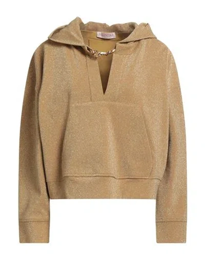 Valentino Garavani Woman Sweatshirt Gold Size L Cotton, Polyamide, Metallic Fiber, Elastane In Brown