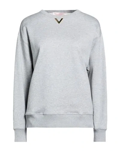 Valentino Garavani Woman Sweatshirt Grey Size M Cotton, Polyamide, Elastane In Multi