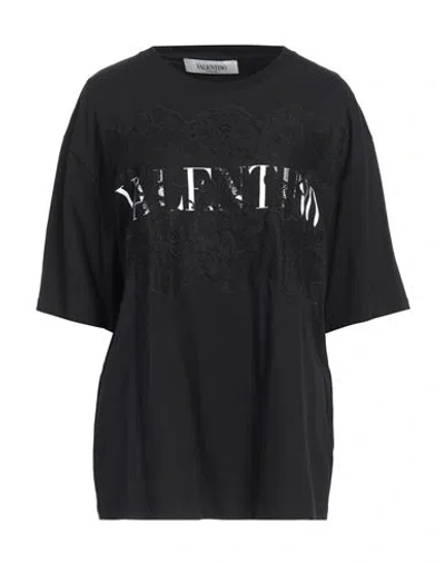 Valentino Garavani Woman T-shirt Black Size M Cotton, Polyamide In Black