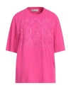 Valentino Garavani Woman T-shirt Fuchsia Size S Cotton, Polyamide In Pink