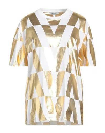 Valentino Garavani Woman T-shirt Gold Size L Cotton