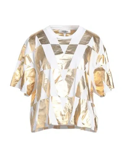 Valentino Garavani Woman T-shirt Gold Size S Cotton