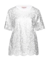 Valentino Garavani Woman T-shirt Silver Size L Viscose, Cotton, Polyamide, Polyurethane