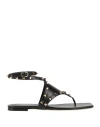 Valentino Rockstud Leather Thong Sandal In Black