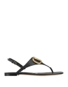 Valentino Garavani Woman Thong Sandal Black Size 8 Leather
