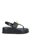 Valentino Garavani Woman Thong Sandal Black Size 8 Leather In Black