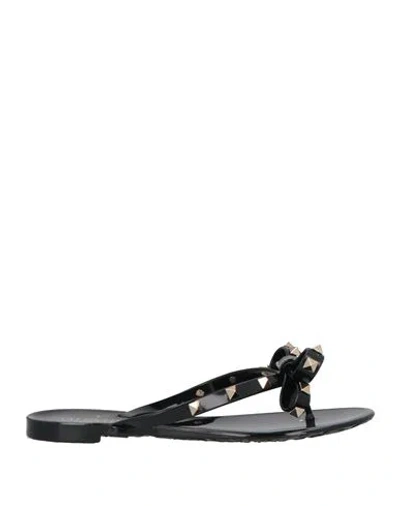 Valentino Garavani Mini Bow Sandals With Platinum-finish Studs In Black