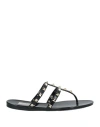 Valentino Rockstud T-strap Flat Slide Sandals In Black