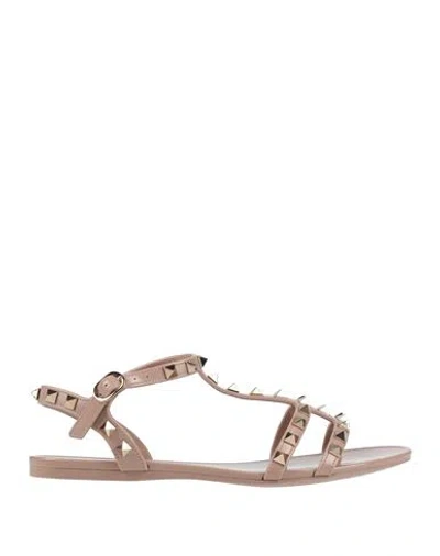 Valentino Garavani Woman Thong Sandal Blush Size 6 Pvc - Polyvinyl Chloride In Pink