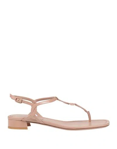Valentino Garavani Woman Thong Sandal Blush Size 8 Leather In Pink