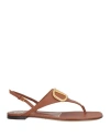Valentino Vlogo Signature Flat Thong Sandal In Grainy Calfskin In Brown