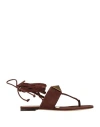 Valentino Garavani Woman Thong Sandal Chocolate Brown Size 8 Leather