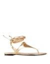 Valentino Garavani Woman Thong Sandal Gold Size 7 Leather In Gold