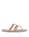 Valentino Garavani Woman Thong Sandal Light Brown Size 7 Rubber In Nude