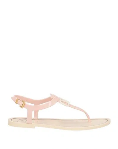 Valentino Garavani Woman Thong Sandal Light Pink Size 6 Rubber