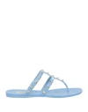 Valentino Garavani Woman Thong Sandal Pastel Blue Size 7 Rubber