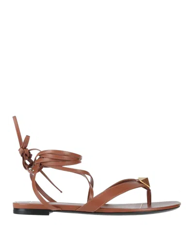 Valentino Garavani Toe Strap Sandals In Brown