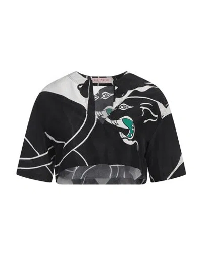 Valentino Garavani Woman Top Black Size 2 Cotton, Silk