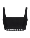 Valentino Garavani Woman Top Black Size 8 Cotton, Polyamide In Black