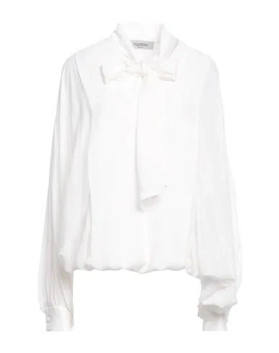 Valentino Garavani Woman Top Cream Size 4 Silk In White