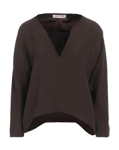 Valentino Garavani Woman Top Dark Brown Size 12 Silk