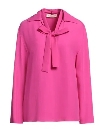 Valentino Garavani Woman Top Fuchsia Size 10 Silk, Viscose, Elastane In Pink