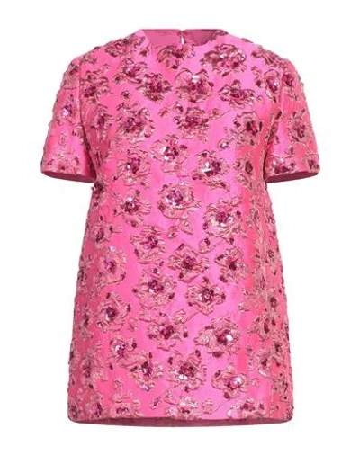 Valentino Garavani Woman Top Fuchsia Size 14 Polyester, Metallic Fiber, Polyamide, Silk In Pink