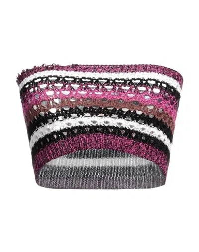 Valentino Garavani Woman Top Fuchsia Size Xs Cotton, Polyamide, Elastane In Pink