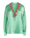 Valentino Bead-embroidered Silk Blouse In Green