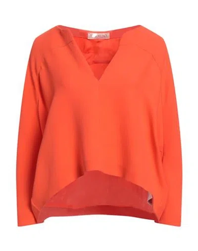 Valentino Garavani Woman Top Orange Size 10 Silk