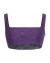 Valentino Purple Cropped Top With Mini Bandana Motif In Cotton Guipure Lace Woman In Purple