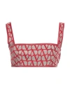 Valentino Garavani Woman Top Red Size 4 Polyester, Cotton, Viscose, Lambskin