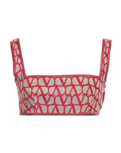 Valentino Garavani Woman Top Red Size 4 Polyester, Cotton, Viscose, Lambskin In Red