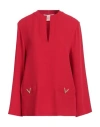 Valentino V-neck Oversized Silk Top With Logo Hardware