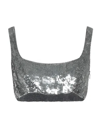 Valentino Garavani Woman Top Silver Size 8 Silk