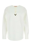 Valentino Garavani White Cotton Blend Blouse In Multicolor
