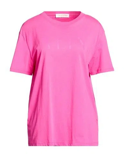 Valentino Garavani Woman T-shirt Fuchsia Size L Cotton In Pink