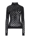 Valentino Open Knit Turtleneck Sweater In Black