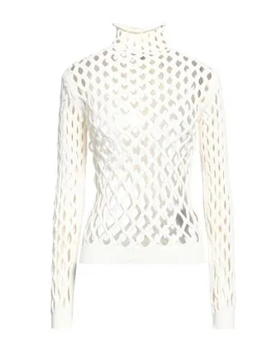 Valentino Garavani Woman Turtleneck Off White Size M Viscose, Polyester In Off White