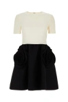Valentino Appliquéd Two-tone Wool And Silk-blend Mini Dress In Multicolor