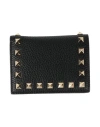 Valentino Rockstud Compact Leather Wallet In Black