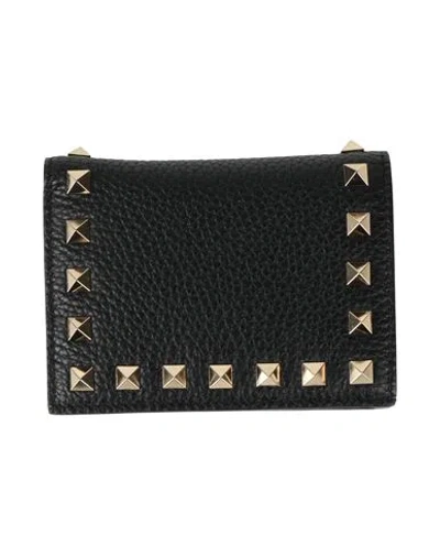 Valentino Garavani Valentino Small Rockstud Calfskin Wallet In Black