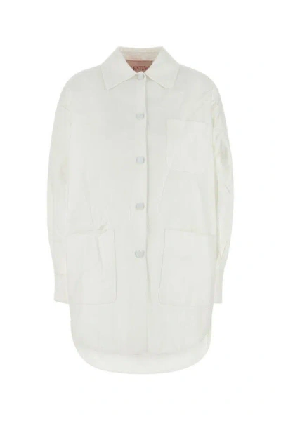 Valentino Giubbino Oversize In Misto Cotone Bianco Donna In White
