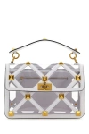 VALENTINO GARAVANI VALENTINO GARAVANI WOMAN WHITE POLYMERIC MATERIAL AND LEATHER LARGE ROMAN STUD HANDBAG