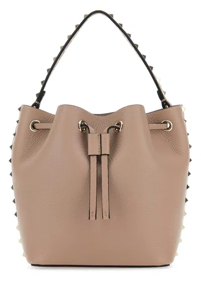 Valentino Garavani Women's Antiqued Leather Rockstud Bucket Bag In Pink