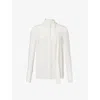 Valentino Garavani Womens Avorio High-neck Long-sleeve Silk Shirt