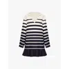 Valentino Garavani Collared Wool-silk Crepe Mini Dress In Multi