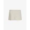 VALENTINO VALENTINO GARAVANI WOMEN'S BEIGE GRAVEL WOVEN-TEXTURE MID-RISE LINEN SHORTS